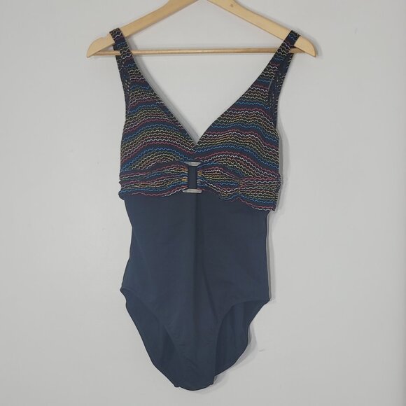 Baltex Women's Multicolor Patterned Sleeveless Bottom One-Piece Swimsuit Size 14 - Picture 6 of 11